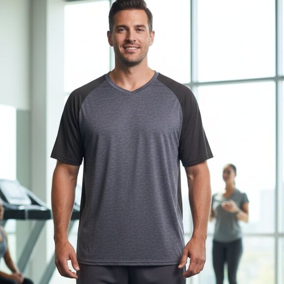 Other - FOUR Men's 3XL Performance V-Neck Tee's - Gray/Black & Green/Black & Navy & Grey